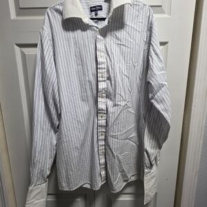 Sean John White Dress Shirt with Blue Pinstripes